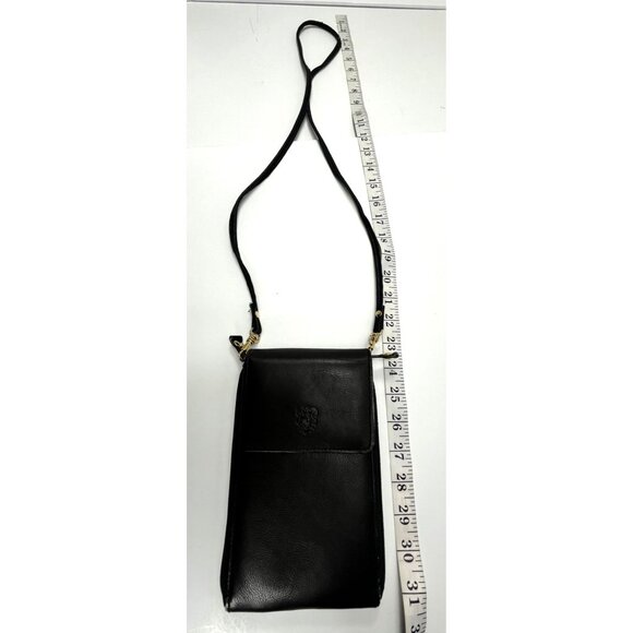Black Leather Crossbody Bag With Adjustable Strap & Multiple Pockets 39I - Picture 5 of 11